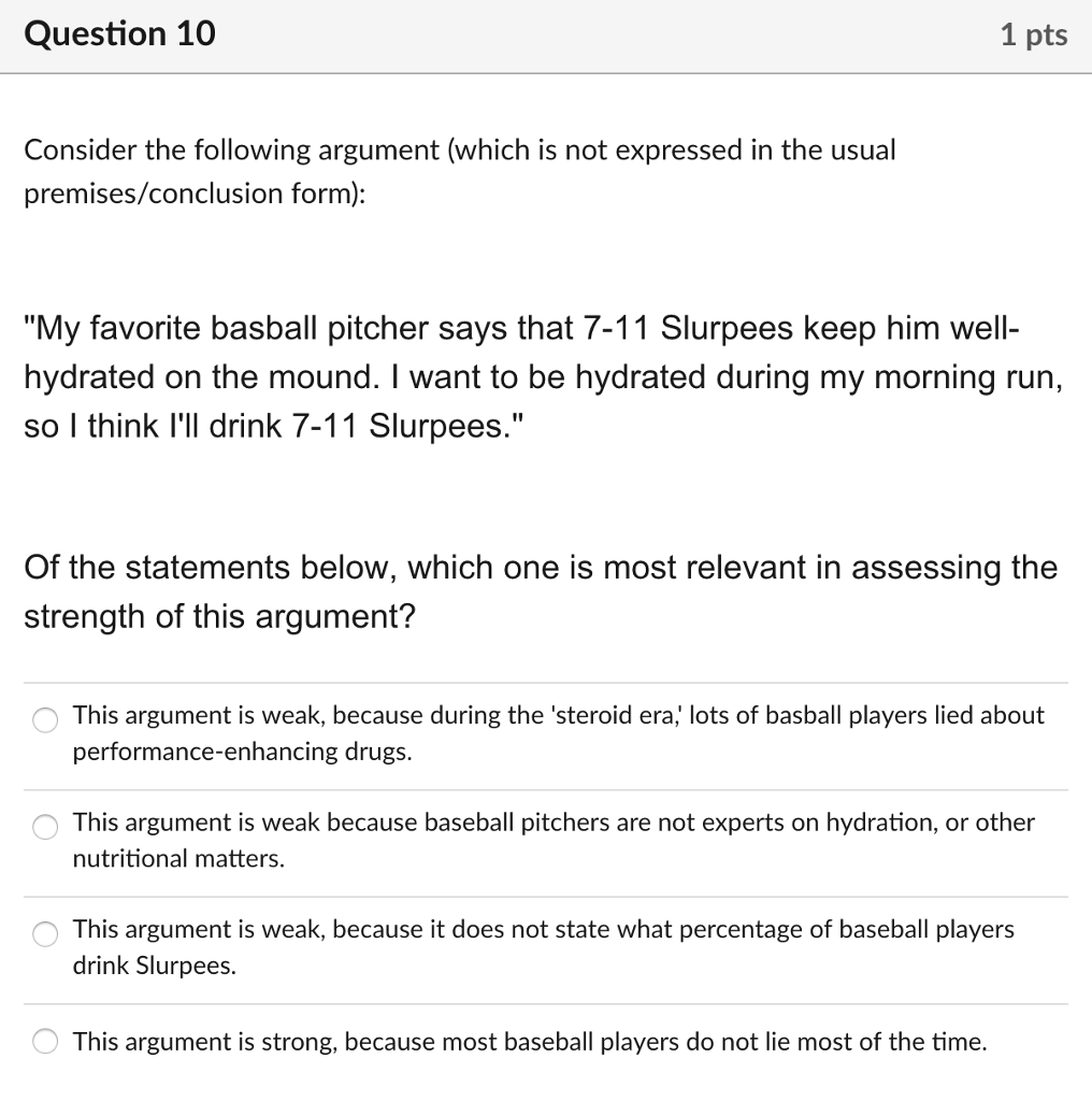 Solved Question 6 1 pts Consider the following argument, | Chegg.com