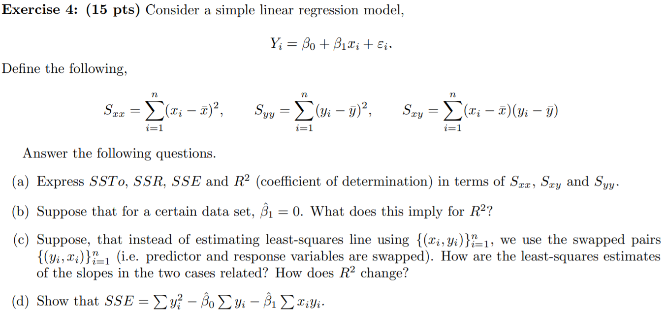 Solved Consider A Simple Linear Regression Model, Yi = β0 + | Chegg.com