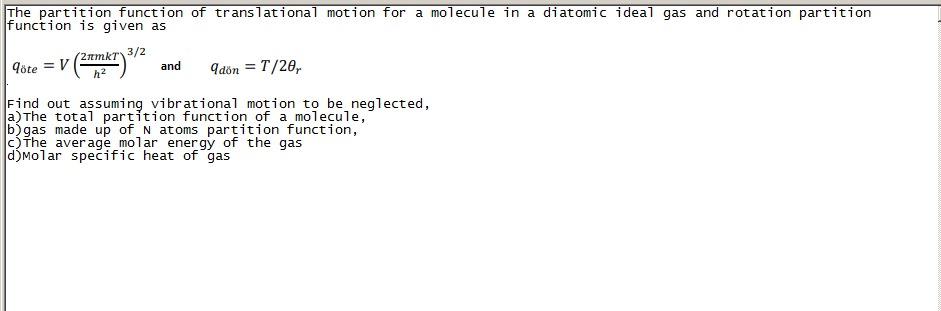 Solved The partition function of translational motion for a | Chegg.com