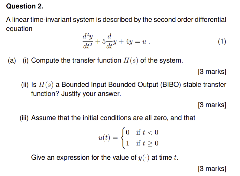 Solved A linear time-invariant system is described by the | Chegg.com