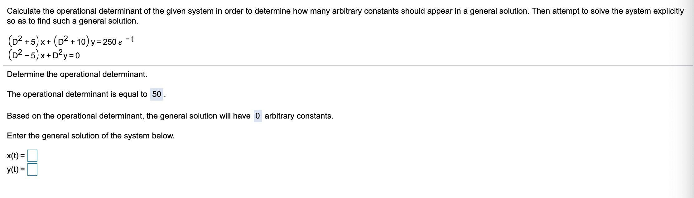 Solved Calculate The Operational Determinant Of The Given 