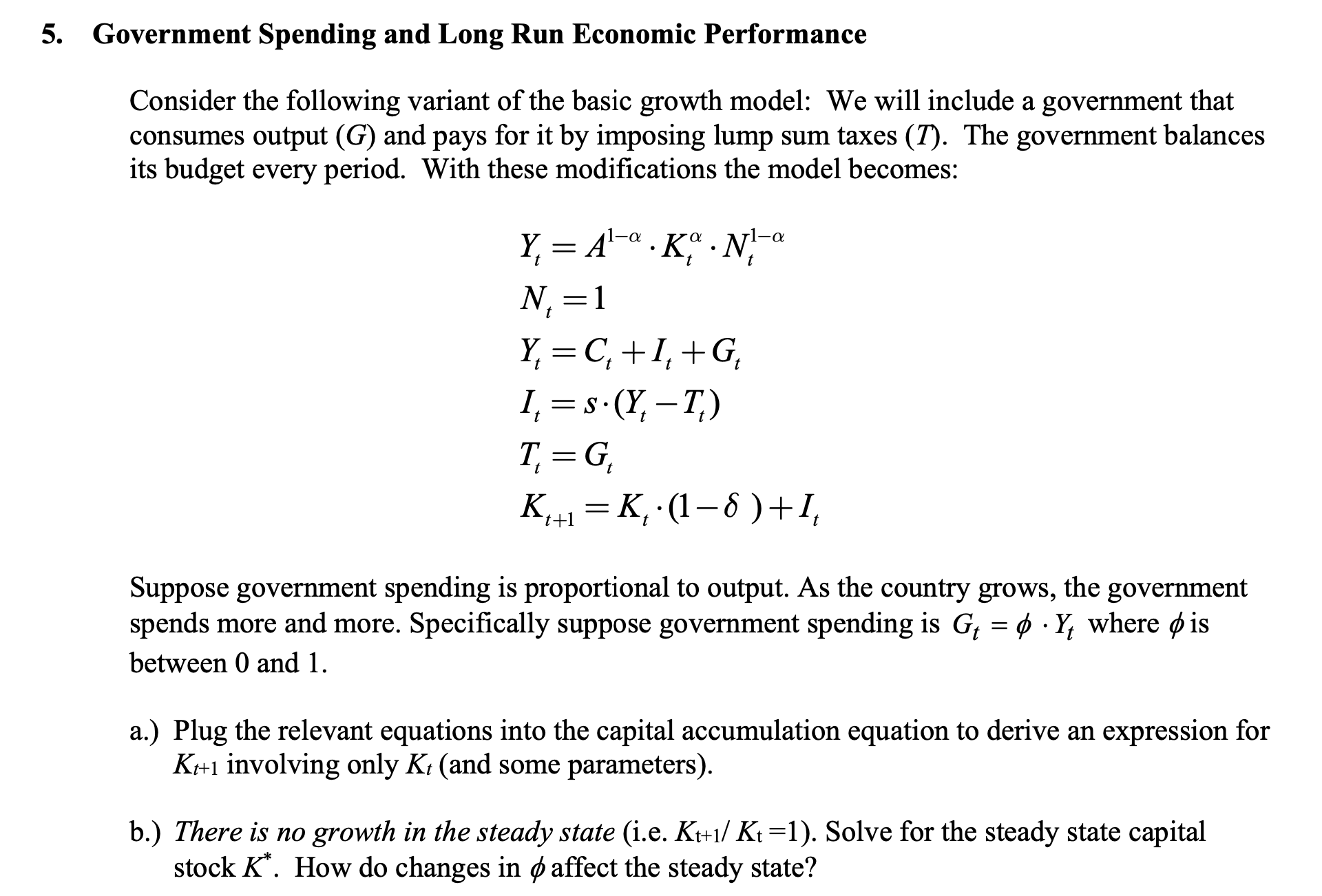 Solved 5. Government Spending And Long Run Economic | Chegg.com