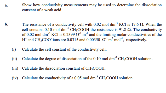 Solved A. Show How Conductivity Measurements May Be Used To | Chegg.com