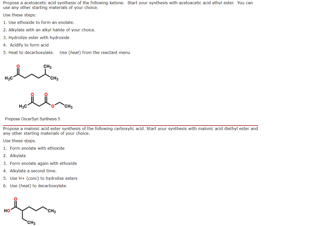 Solved Propose A Acetoacetic Acid Synthesis Of The Following 8583