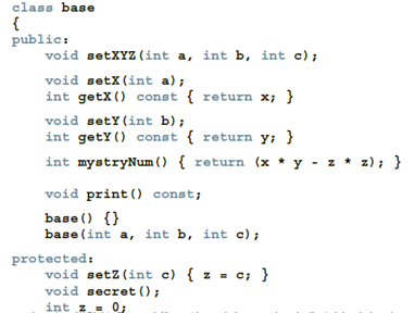 Solved: Consider the following class definition: (8)a. Which membe ...