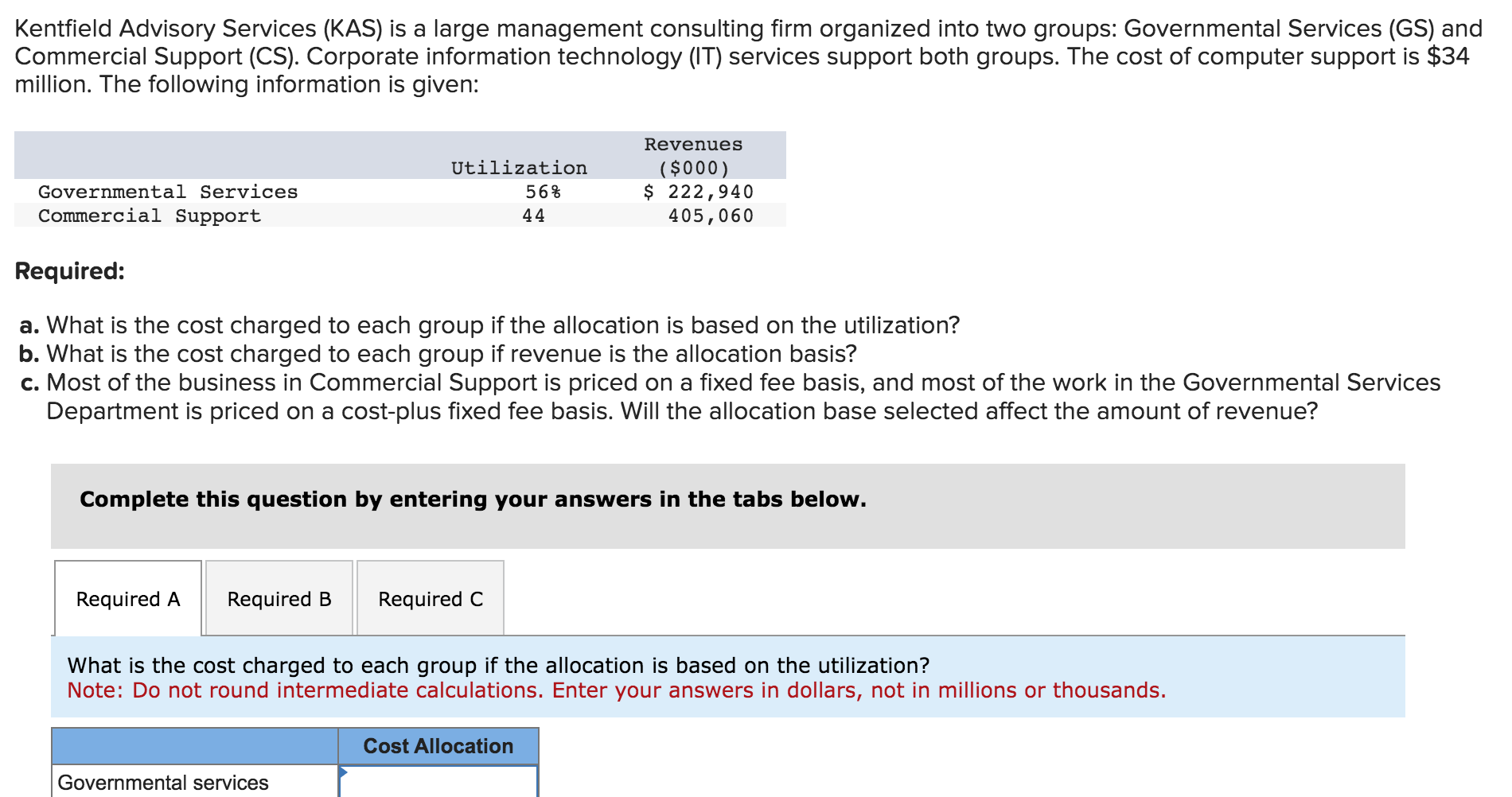 Solved Kentfield Advisory Services (KAS) is a large