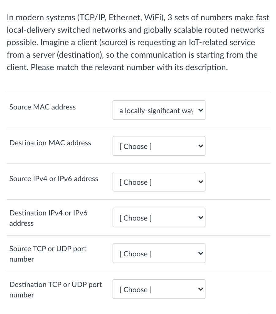 Solved In modern systems (TCP/IP, WiFi), 3 sets of
