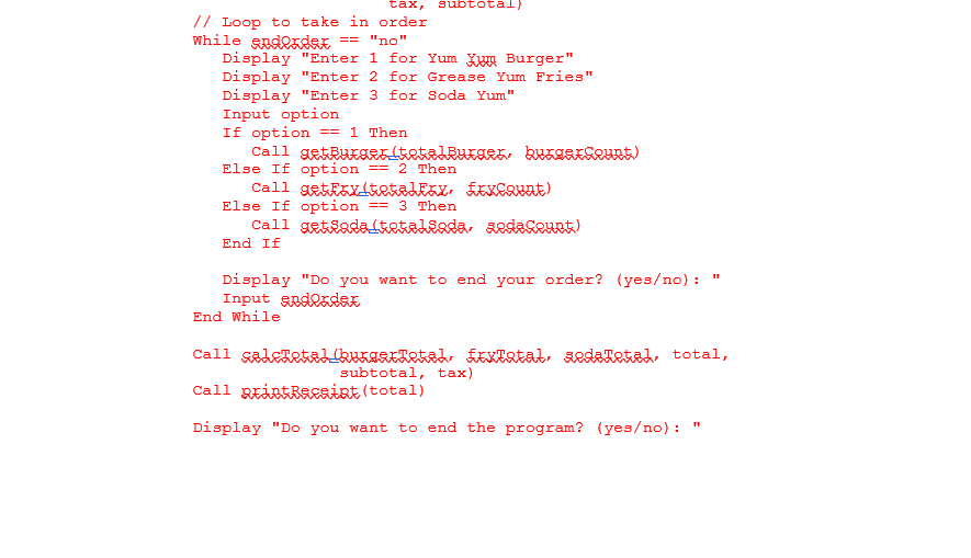 Lab 5.5 - Programming Challenge 1 - Yum Yum Burger | Chegg.com