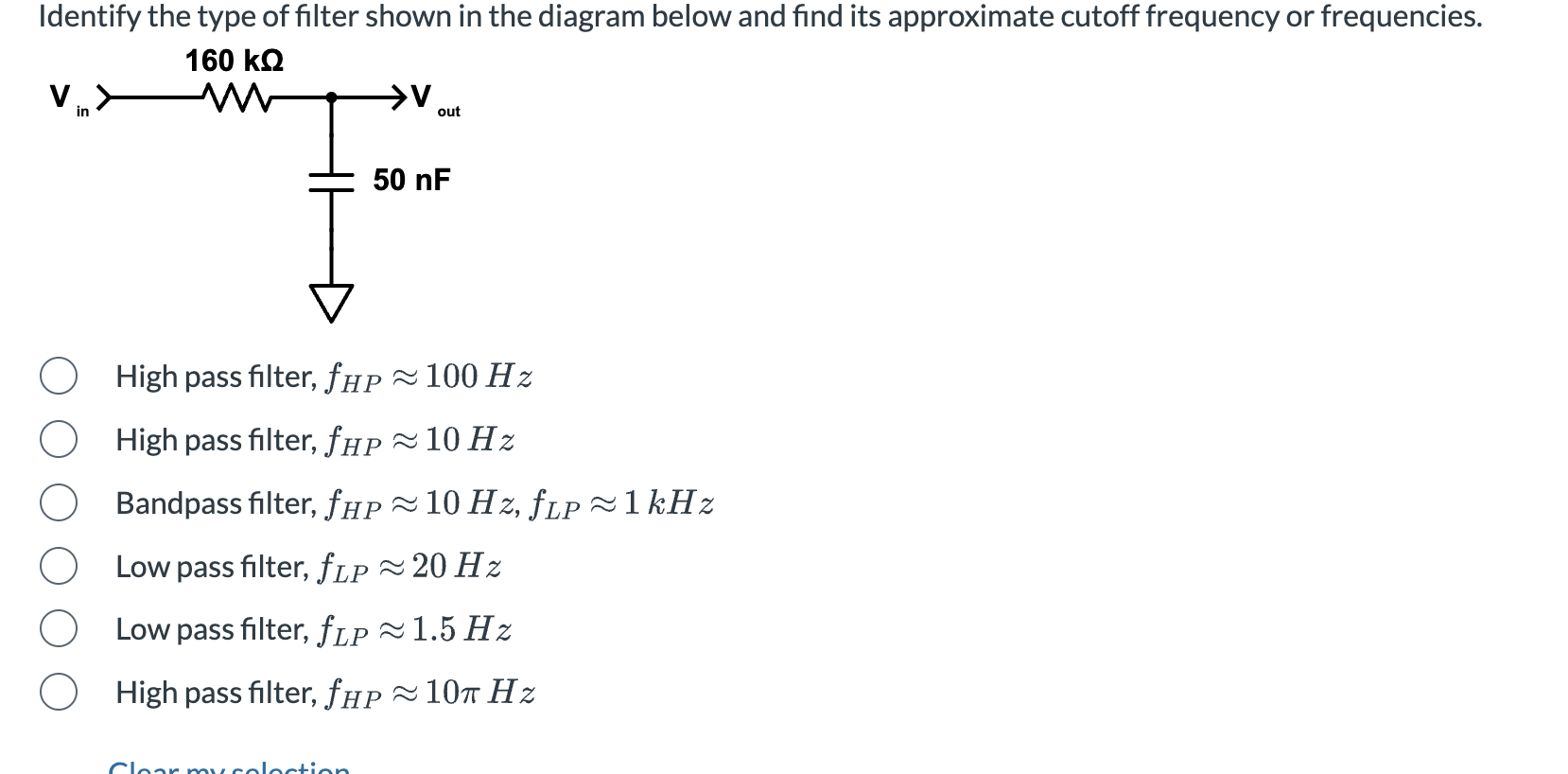Solved Identify the type of filter shown in the diagram | Chegg.com