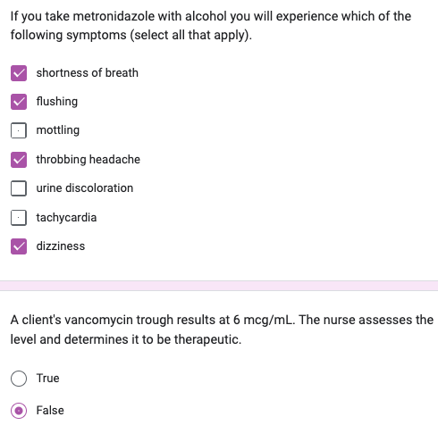 Solved If you take metronidazole with alcohol you will | Chegg.com