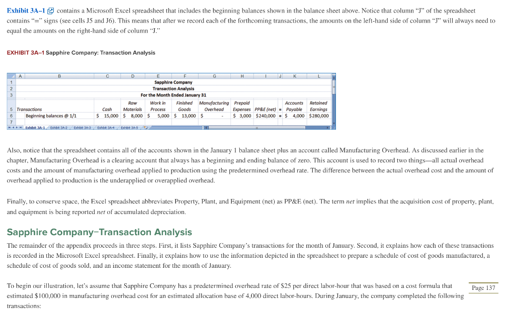 Solved Exhibit 3A-1 contains a Microsoft Excel spreadsheet | Chegg.com