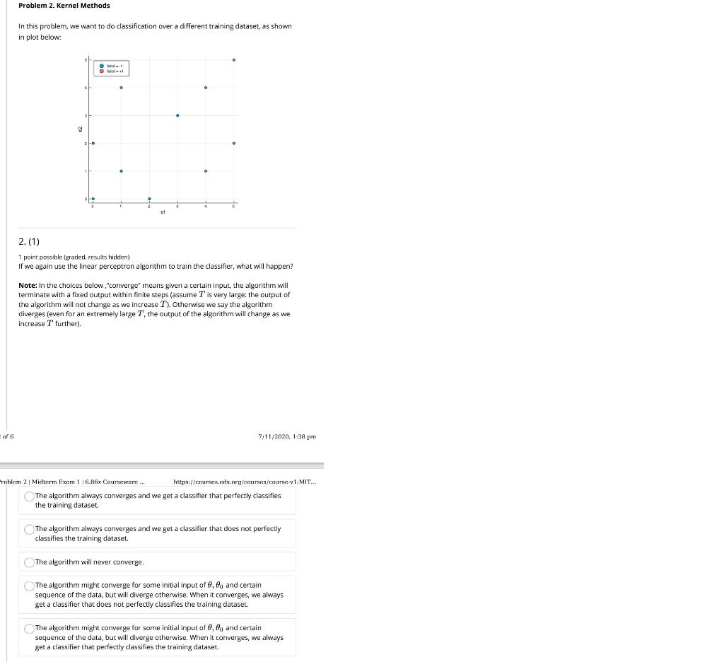 Solved In This Problem, We Want To Do Classification Over A | Chegg.com