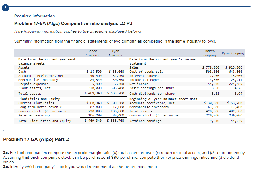 Solved Problem 175A (Algo) Part 22a. For both companies