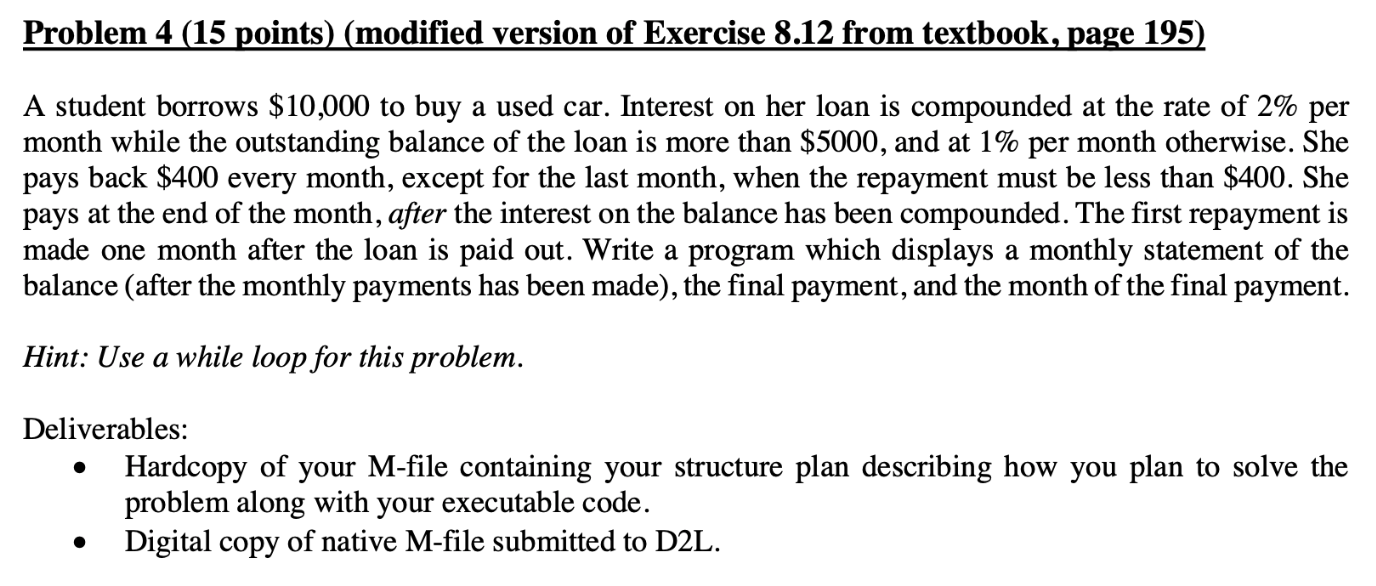 Solved Problem 4 (15 points) (modified version of Exercise | Chegg.com
