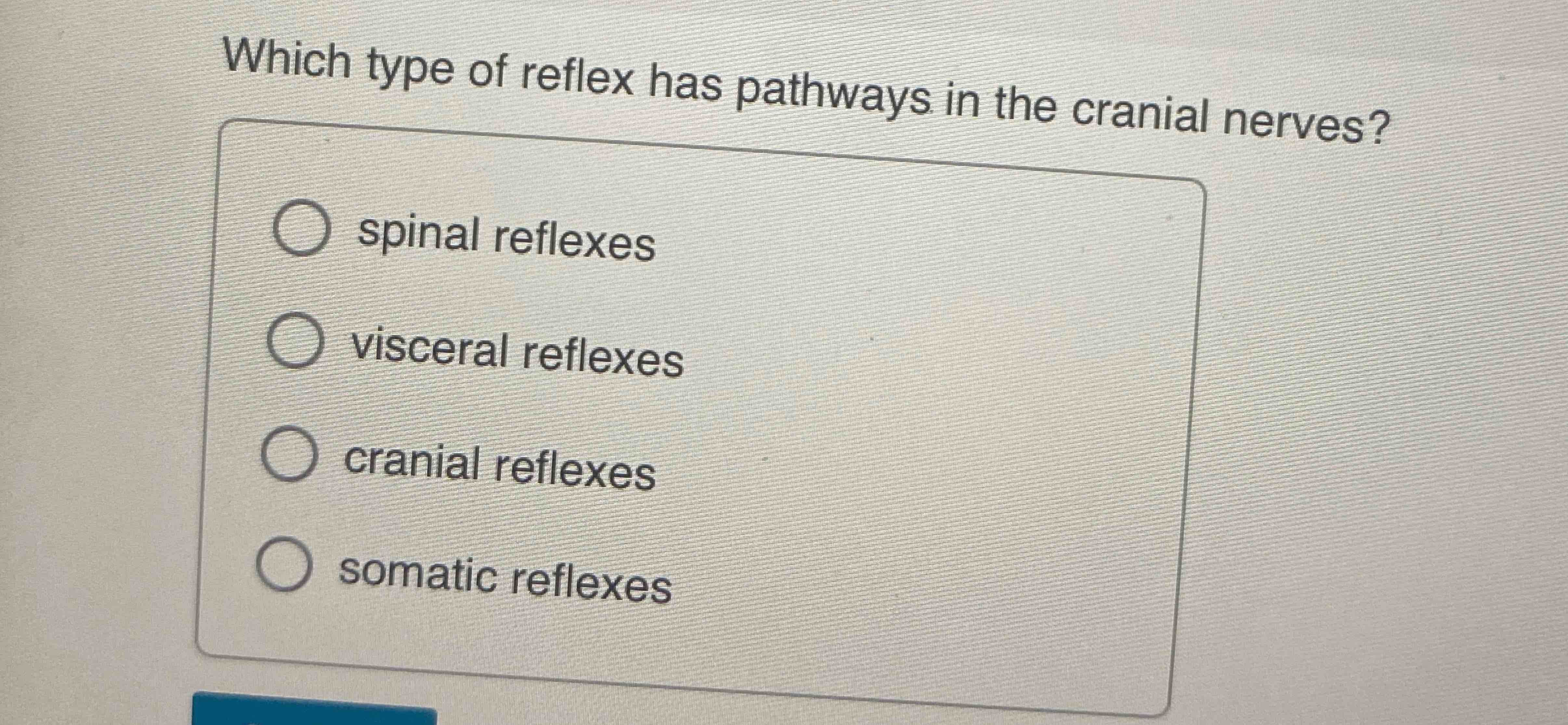 Solved Which Type Of Reflex Has Pathways In The Cranial 2170