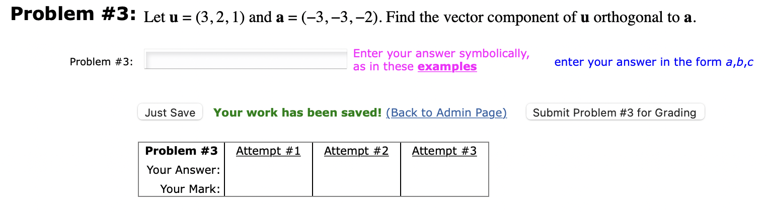 Solved Problem #3: Let U =(3, 2, 1) And A =(-3, -3, -2). | Chegg.com