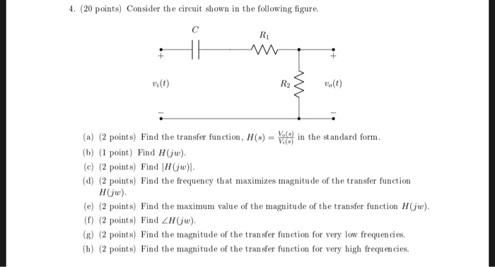 Solved 4 20 Points Consider The Circuit Shown In The