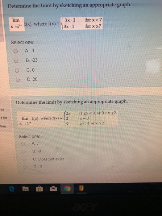 Solved Determine the limit by sketching an appropriate | Chegg.com