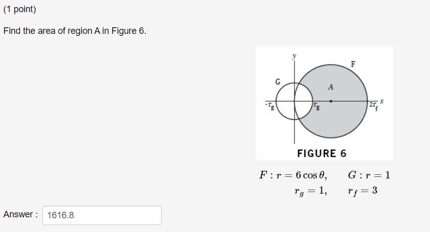 find the area of region a in figure 6