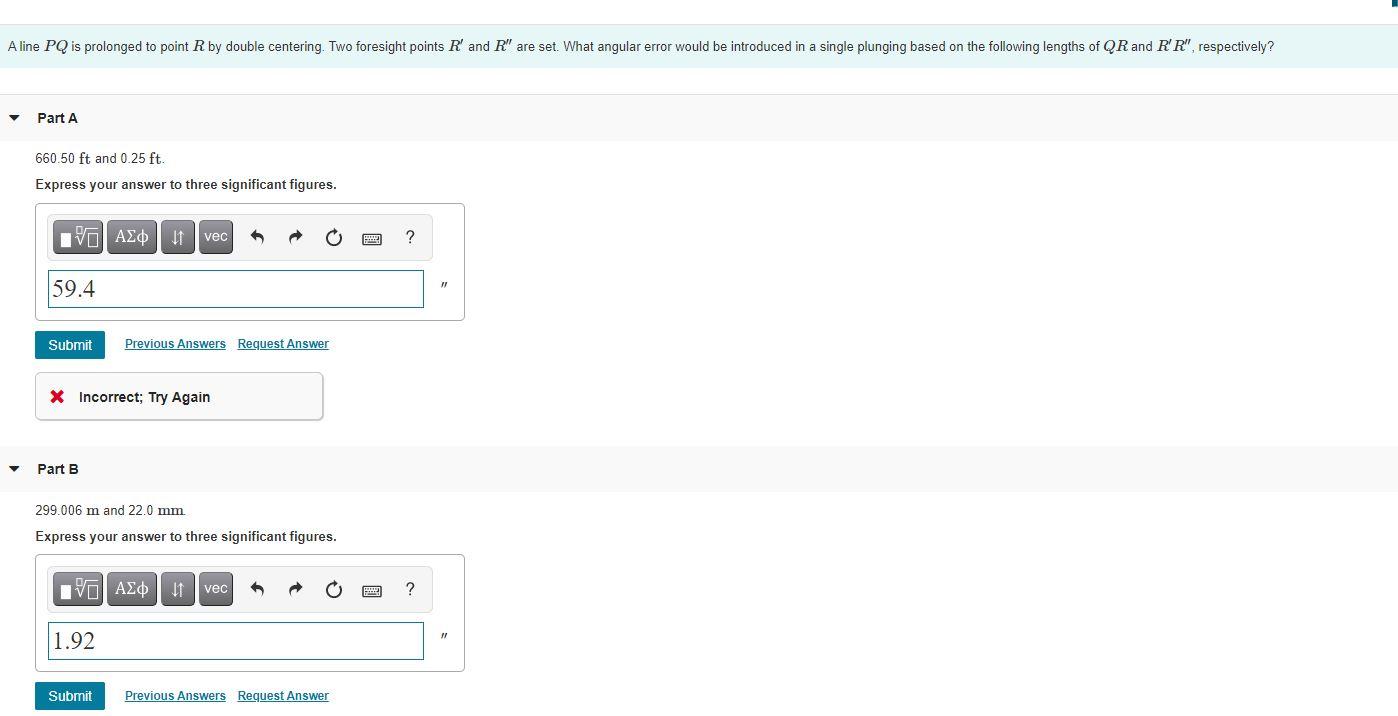 Solved A zenith angle was read twice direct giving values of | Chegg.com