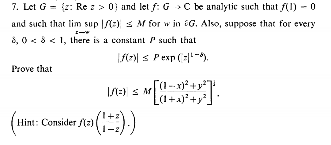 Solved Z W 7 Let G Z Re Z 0 And Let F G C Be A Chegg Com