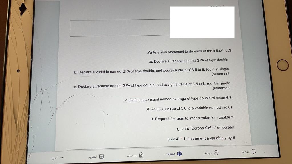 Solved Write a java statement to do each of the following 3 | Chegg.com