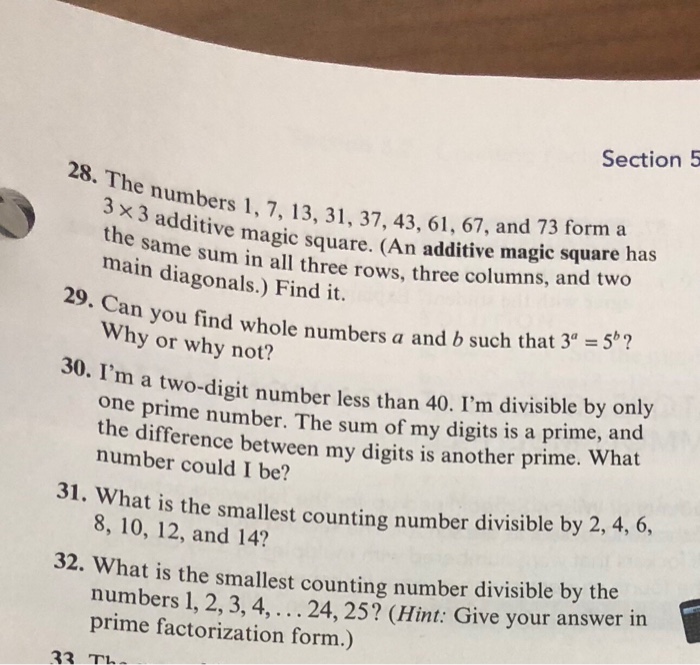 Solved Section 5 28. The numbers 1,7, 13, 31, 37,43, 61, 67, | Chegg.com