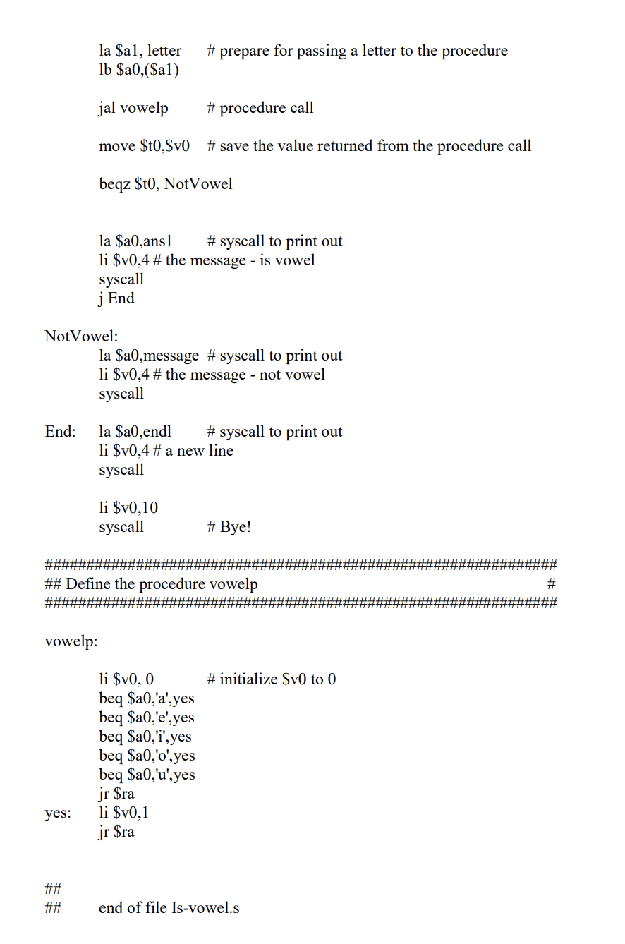 MIPS Procedure Program Write a MIPS assembly language | Chegg.com