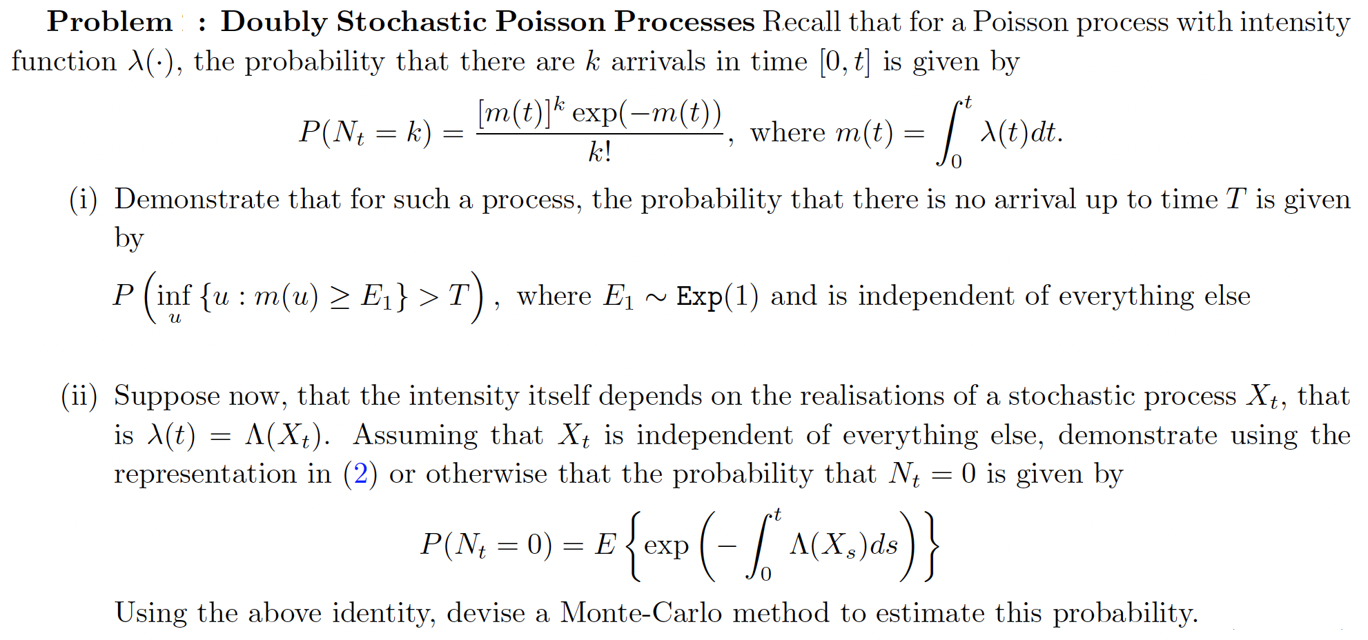 Solved Problem : Doubly Stochastic Poisson Processes Recall | Chegg.com