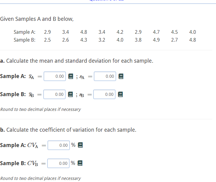 Solved Given Samples A And B Below, 4.8 3.4 4.2 Sample A: | Chegg.com