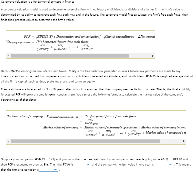 Solved The following table shows projected free cash flows | Chegg.com