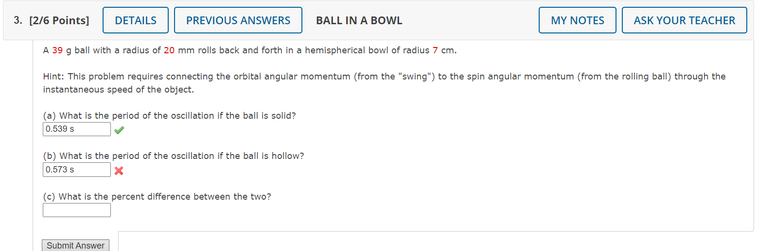 Solved 3. [2/6 Points] DETAILS PREVIOUS ANSWERS BALL IN A | Chegg.com