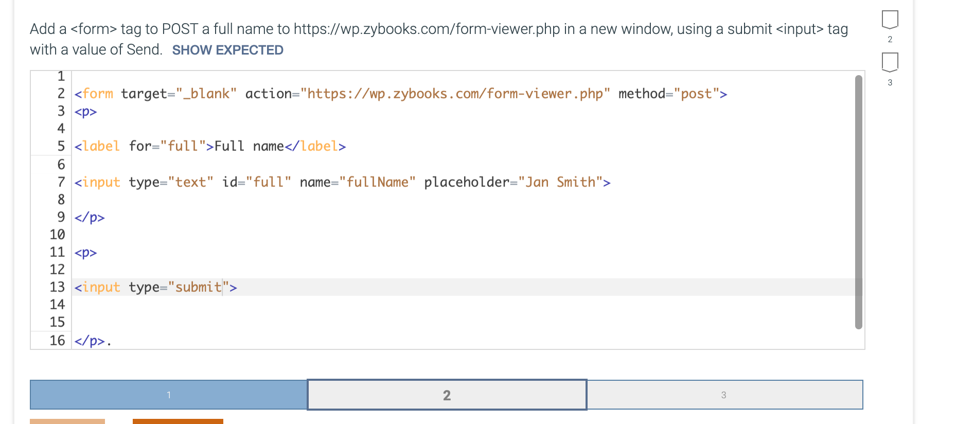 Add a tag to POST a full name to | Chegg.com
