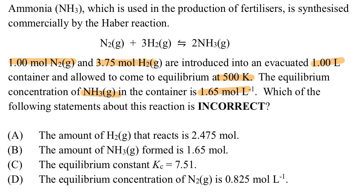 Solved Ammonia (NH3), which is used in the production of | Chegg.com