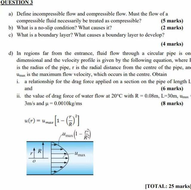 Solved QUESTION 3 A) Define Incompressible Flow And | Chegg.com