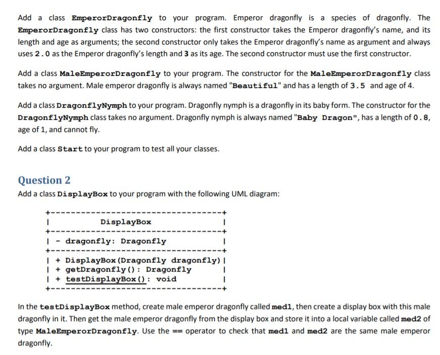 Solved Question 1 Create a class Insect with the following | Chegg.com