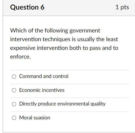 Solved Question 6 1 pts Which of the following government | Chegg.com