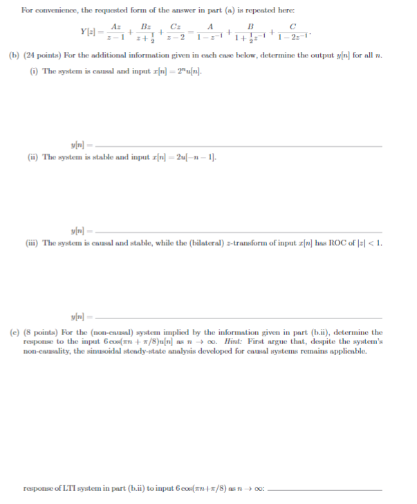 Solved For convenience, the requested form of the answer in | Chegg.com