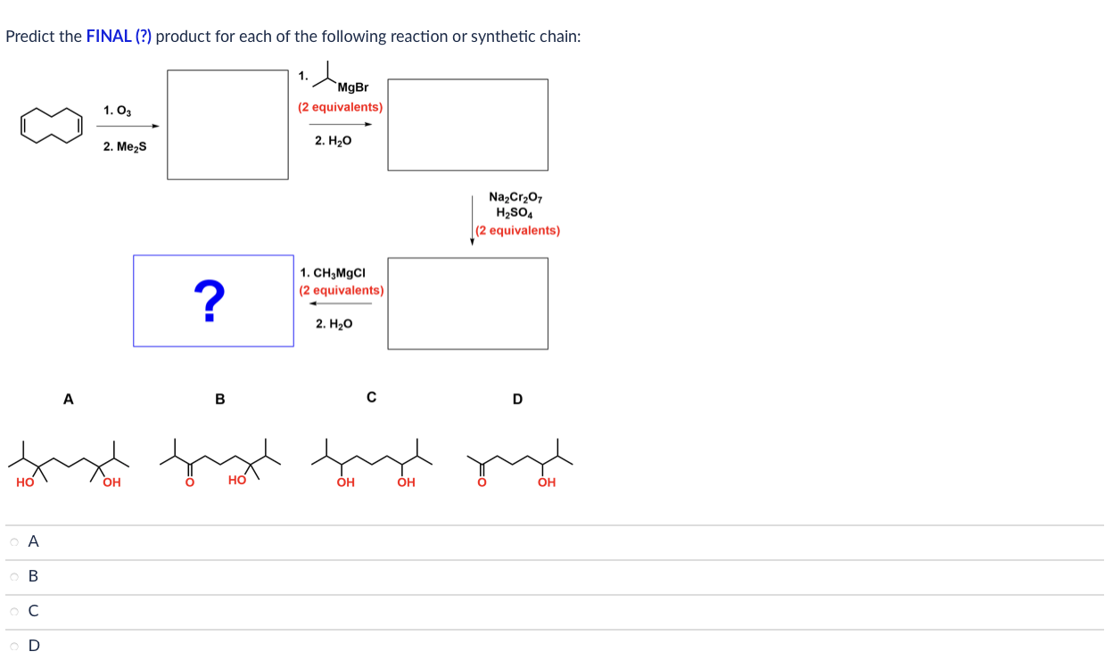 Solved Predict the FINAL (?) product for each of the