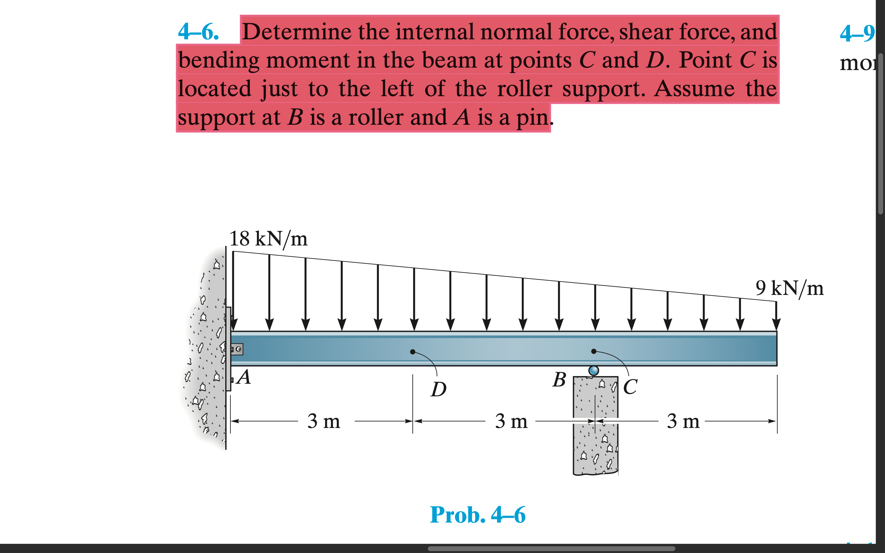 Solved Determine the internal normal force, shear force, and | Chegg.com