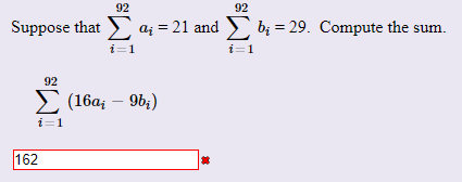 Solved 92 Suppose that ai = and b; = 29. Compute the sum. | Chegg.com
