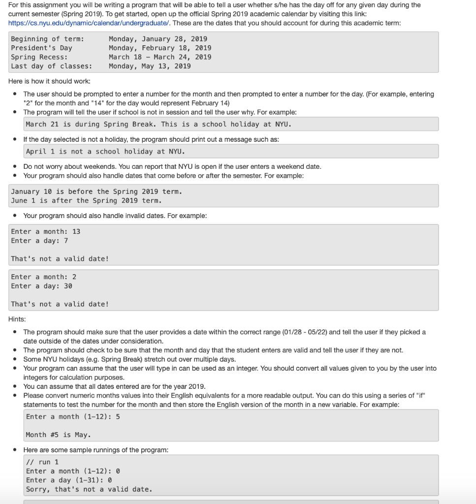 Solved For this assignment you will be writing a program | Chegg.com