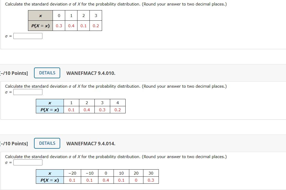 Solved Calculate the standard deviation o of X for the