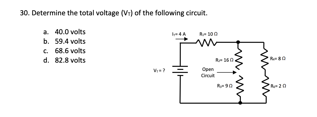 Solved 30. Determine the total voltage (V1) of the following | Chegg.com