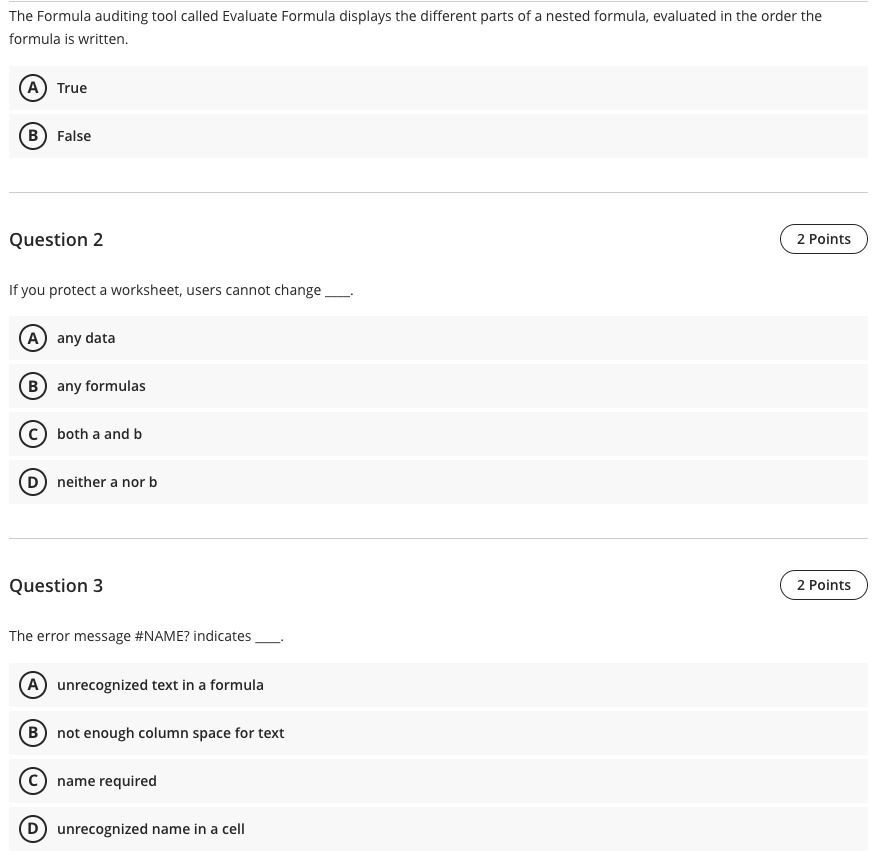 [Solved]: The Formula auditing tool called Evaluate Formu