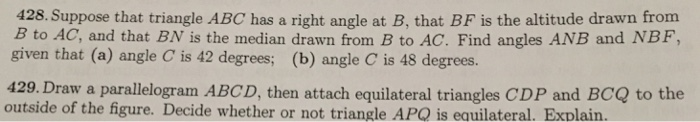 Solved 428. Suppose that triangle ABC has a right angle at | Chegg.com