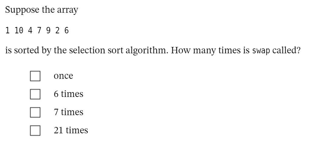 Solved Suppose the array 1 10 4 7 9 2 6 is sorted by the | Chegg.com