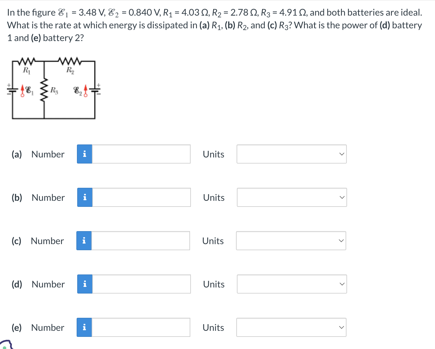 Solved In the figure E1=3.48 V,E2=0.840 | Chegg.com