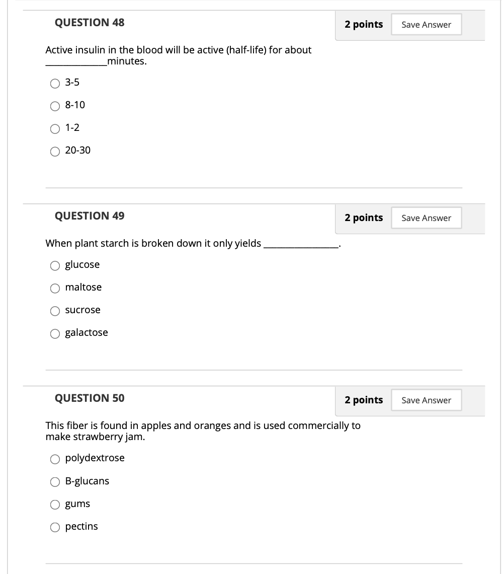 Solved QUESTION 48 2 Points Save Answer Active Insulin In | Chegg.com