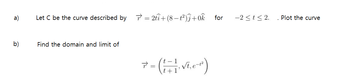 Solved A Let C Be The Curve Described By 2t 8 T Chegg Com